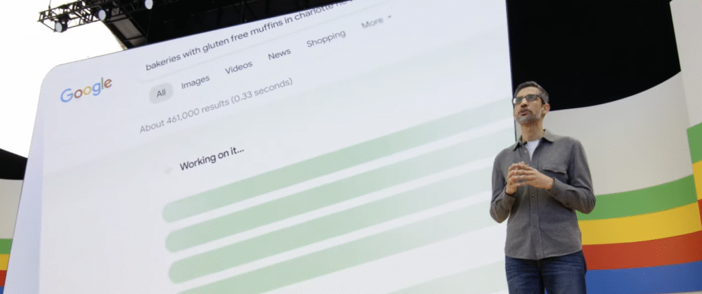 Google keynote introducing AI features into organic search